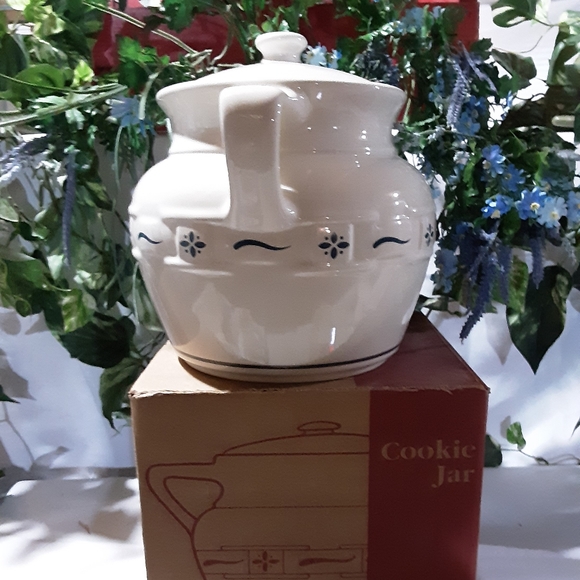 NIB LONGABERGER WT BLUE COOKIE JAR - Picture 3 of 4